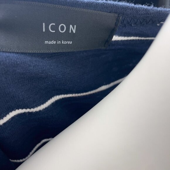 ICON Navy Sailor Chic Cotton 1/2 Sleeves Blue White Stripes T-Shirt Dress S M - Picture 6 of 6